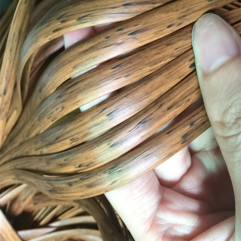 Wood Grain Color/Brown Printing Gradient  Flat Synthetic PE Rattan Weaving Material Plastic Rattan for Knit And Repair Chair Ect