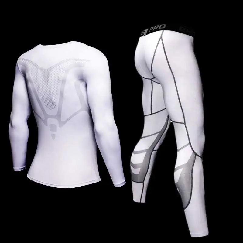

Men GYM Compression Fitness Sets Tee Top + Capri Legging Workout Exercise Sport Yoga Beach Shirts Running Tights Tank Clothing