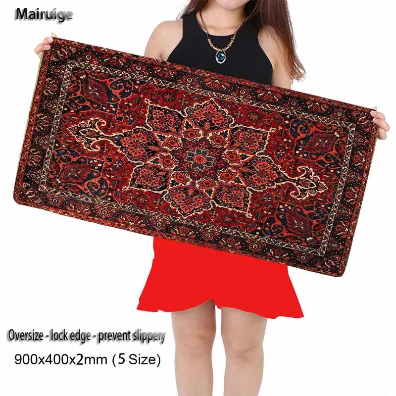 Mairuige Large size Mouse pad Mouse Mat Red Persian Carpet Style 90X40CM Fashion Anti-slip Laptop PC Personality Keyboard Pad