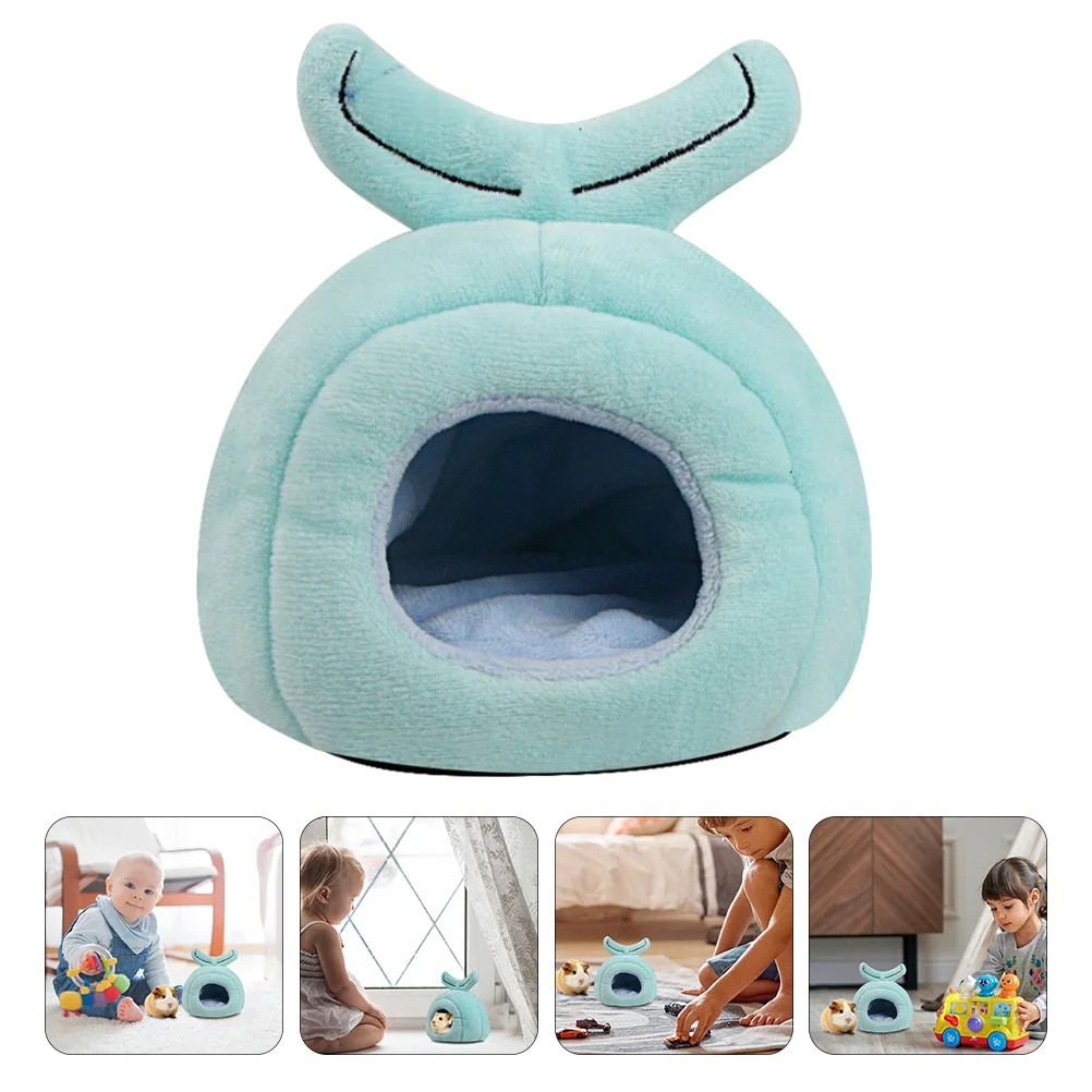 

Cartoon Whale Shape Hamster Warm House Bed Cozy Small Pet Rest Play Hideout Cage Decor Sleep -Being