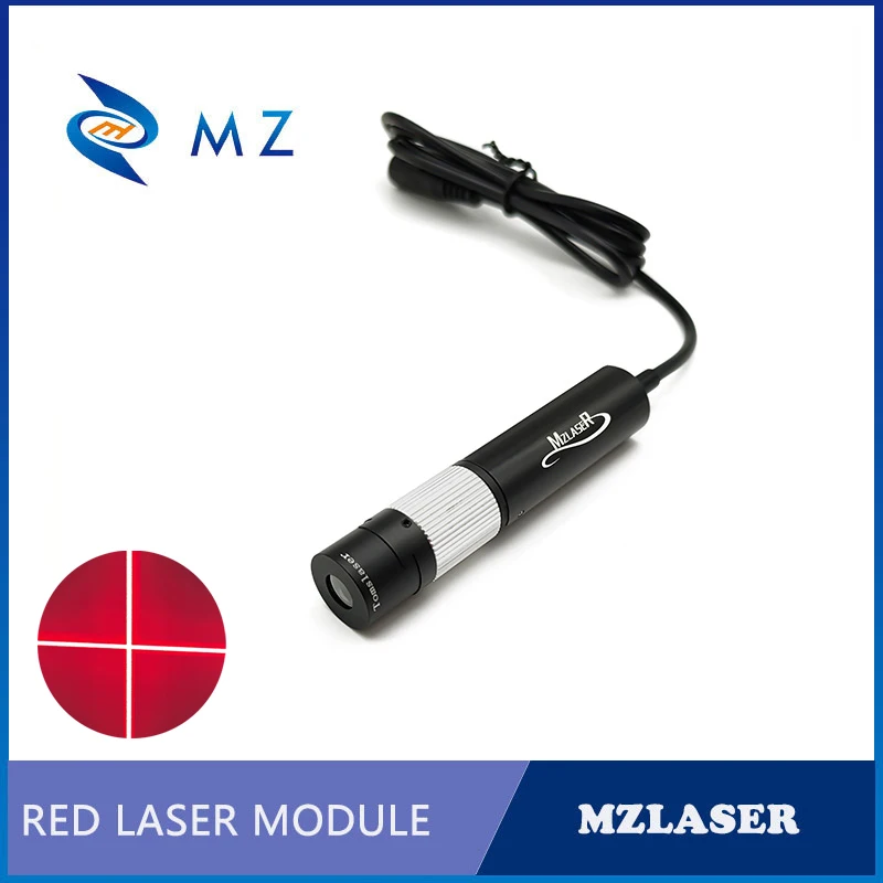 Red Cross Laser Diode Module Adjustable Focus D16mm 635nm 12V 24V 100mW Glass Lens Industrial Laser With Bracket+Power Supply