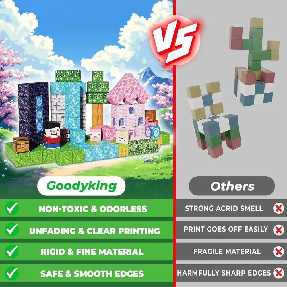 Magnetic Building Blocks: 200-Piece Forest & Volcano Adventure Set for STEM Learning, Ages 3+