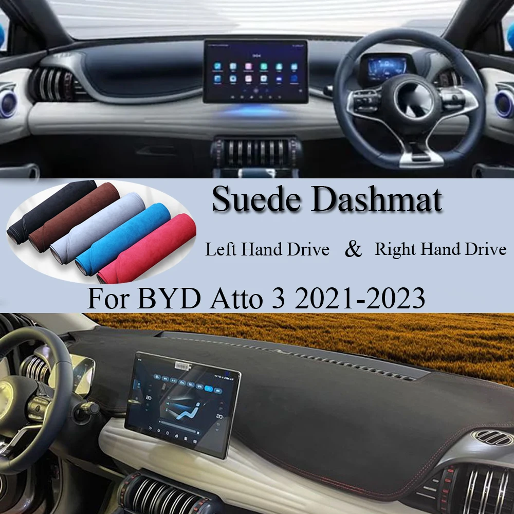 For BYD Atto 3 2021 2022 2023 Suede Leather DashMat Dash Mat Cover Dashboard Pad Sunshade Protect Carpet Car Accessories