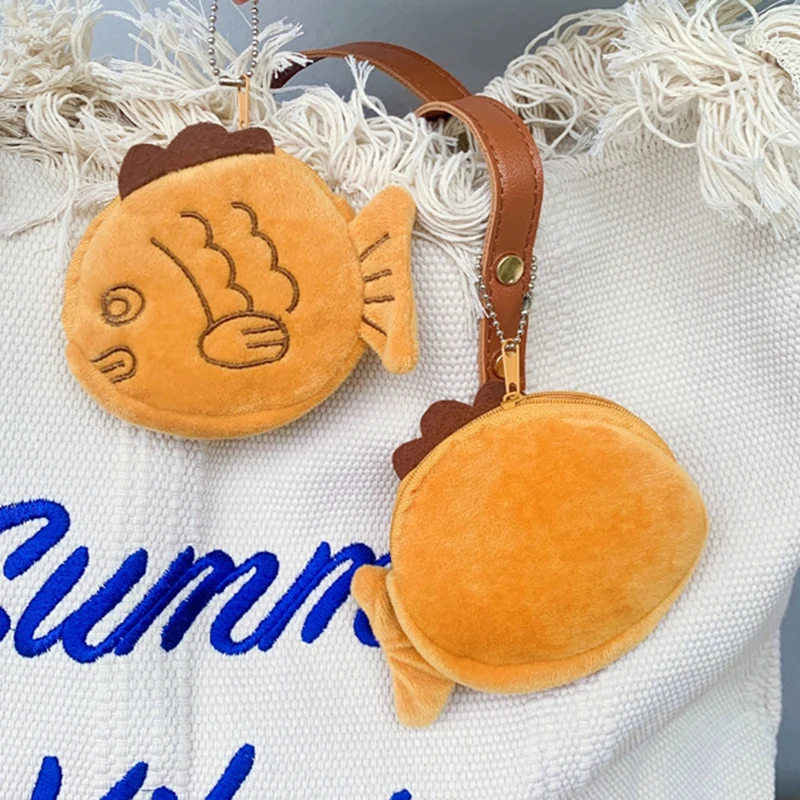 Simpatico peluche marrone vivavoce bambola portamonete borsa da tasca zaino pendente mini portamonete con cerniera borsa per cuffie