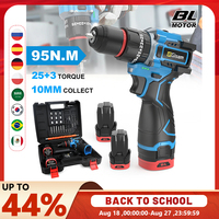 Gisam 95NM 25+3 Torque Brushless Electric Drill Protable Electric Screwdriver Metal Ratchet Chuck Cordless Drill DIY Power Tools