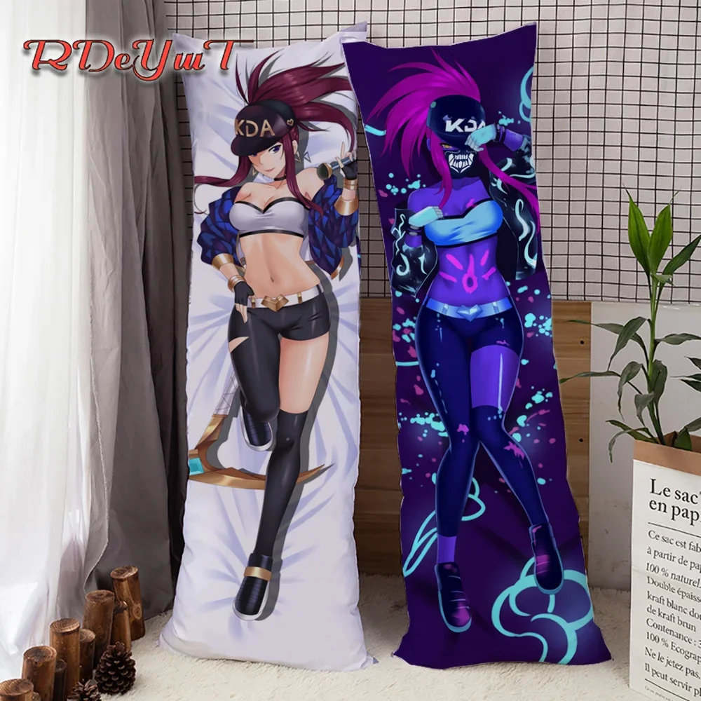 Anime Dakimakura Game LOL KDA Akali Hugging Body Long Pillow Cover Throw Cushion Peach Skin Pillowcases Home Decor Xmas Gifts