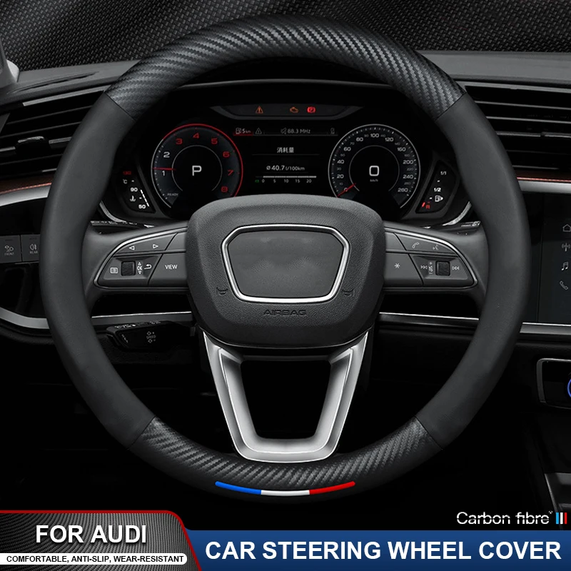 

Carbon Fibre Leather Car Steering Wheel Cover For Audi Q2 Q3 Q5 Q7 Q8 A3 A4 A5 A6 A7 A8 S3 S4 S5 S6 RS3 RS4 RS5 RS7 Accessories
