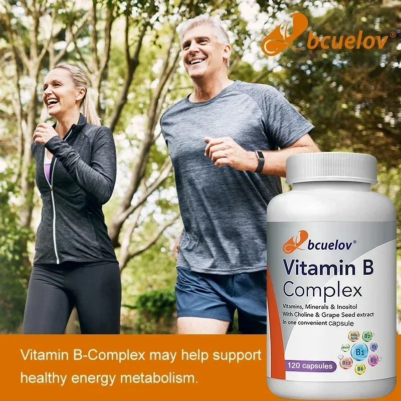 Vitamin B Complex with Folic Acid, 8-Element Nutrition - Supports Heart Health, Immune System, Strengthens - Vegan