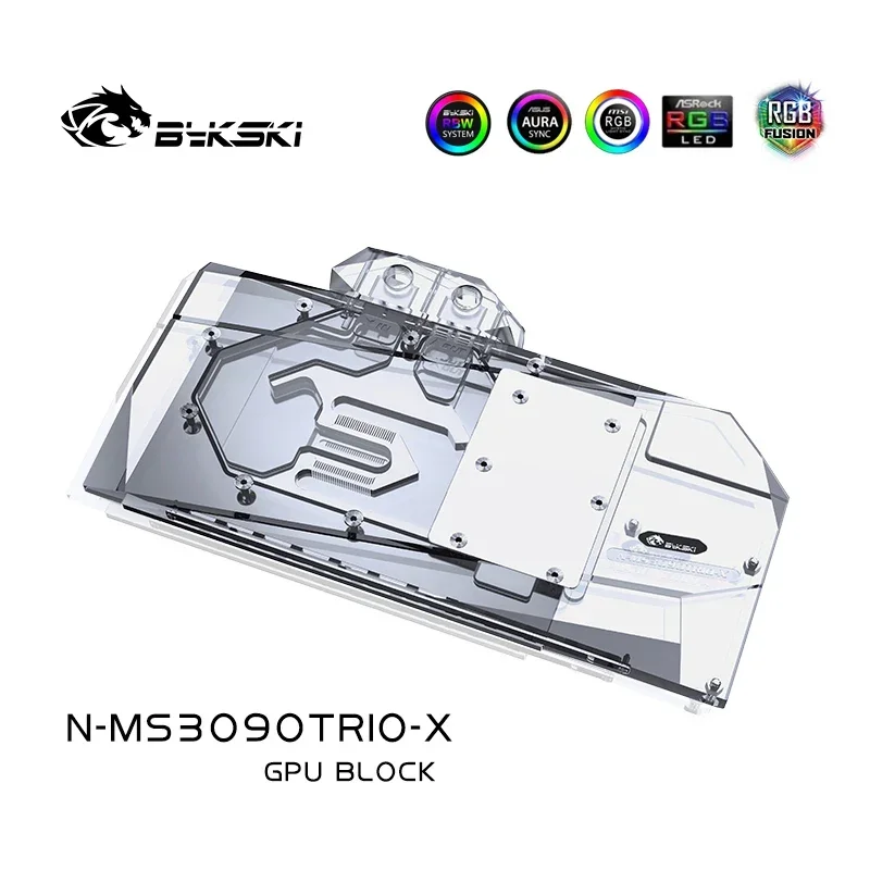 Imagem -03 - Bykski Gpu Bloco de Água para Msi Rtx3090 3080 3080ti Jogos x Trio Suprim x Radiador de Cobre Vga 12v 5v Rgb m b Sync N-ms3090trio-x