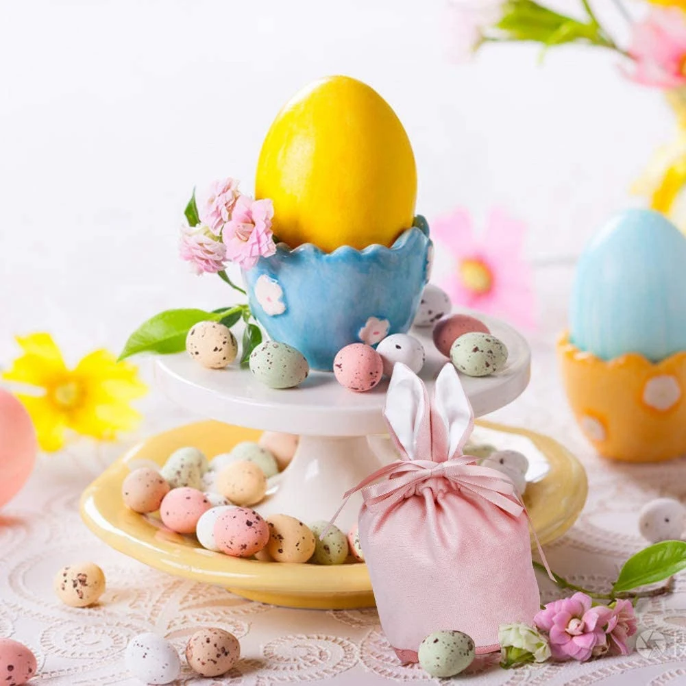 5 Pcs Candy Gift Bags Bunny Ear, Rabbit Snack Party Bags for Easter Party Handbag Storage Mothers Day Presents (Pink)