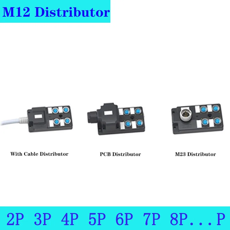 

M12 5 Cores Sensor Junction Box 6 Ports 8 Ports 12 Ports Proximity Switch Distributor NPN PNP Type Hub IO Module 3M PCB M23 Plug