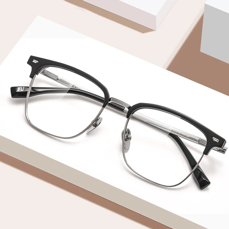 Pure Titanium Frame Glasses Full Rim Eye Glasses Spring Hinges Men Style Shortsighted Spectacles New Arrival Glasses