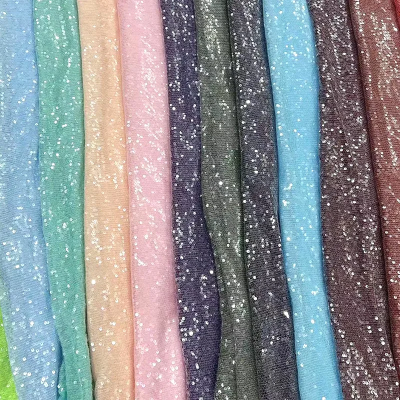 30 Colors 5mm Dense Sequin Glitter Mesh Sparkle Fabric Stage Costumes Wedding Evening Dresses Embroidered Bead Lace Material