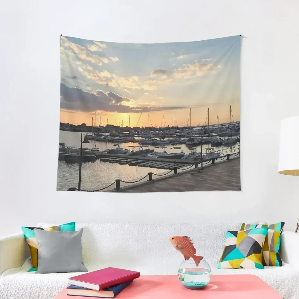 

Sunset Over The Marina Tapestry Korean Room Decor Wall Coverings On The Wall Room Decor Cute Tapestry