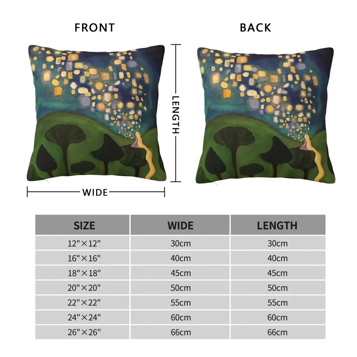 Floating Lanterns Square Pillowcase Polyester Linen Velvet Printed Zip Decorative Sofa Cushion Cover 45x45