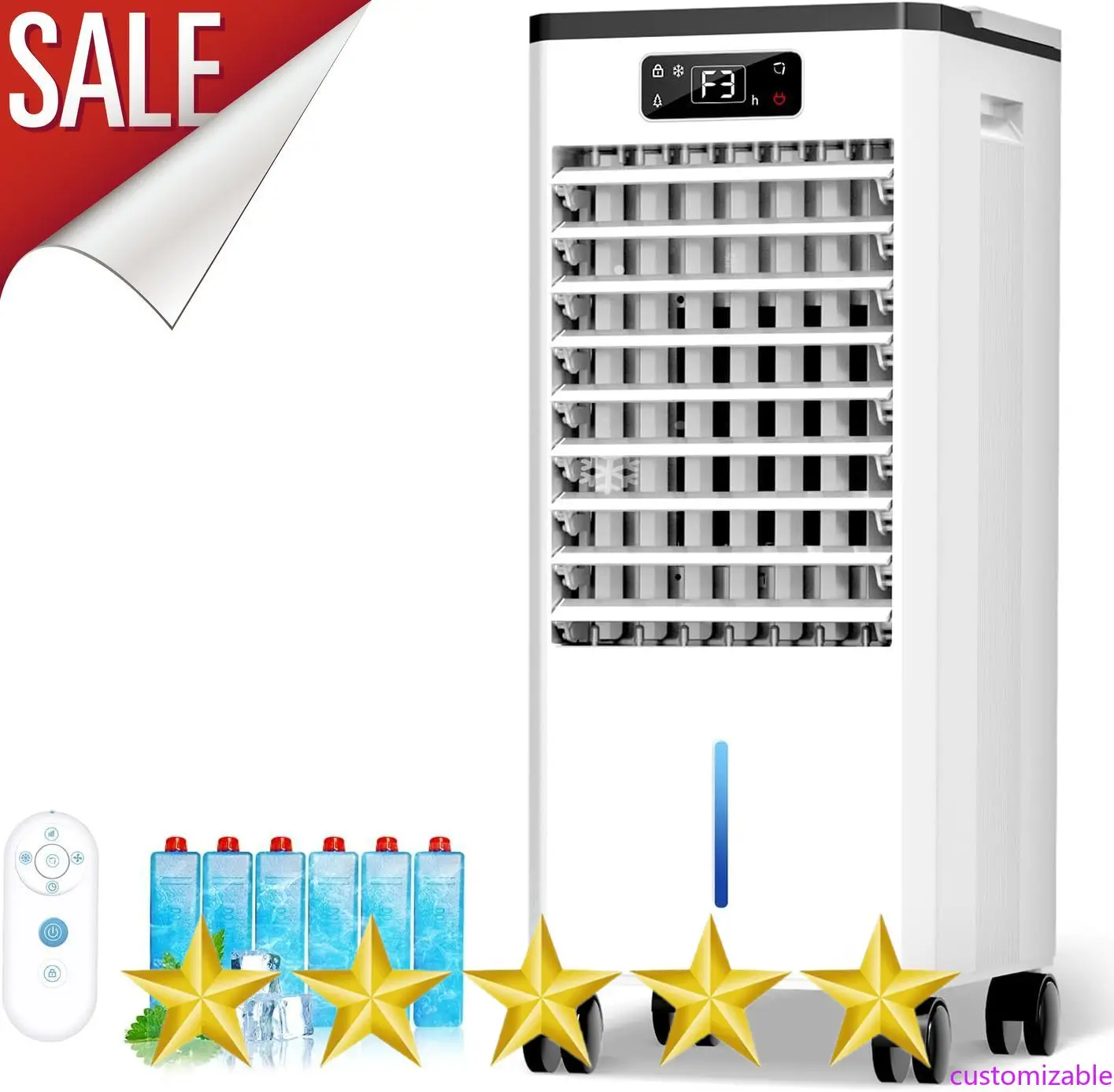 

Настраиваемые портативные кондиционеры. Windows не требуется, поворотный охладитель 3-в-1, испарительный воздухоохладитель, 4 режима и 3 скорости, 2 галлона.