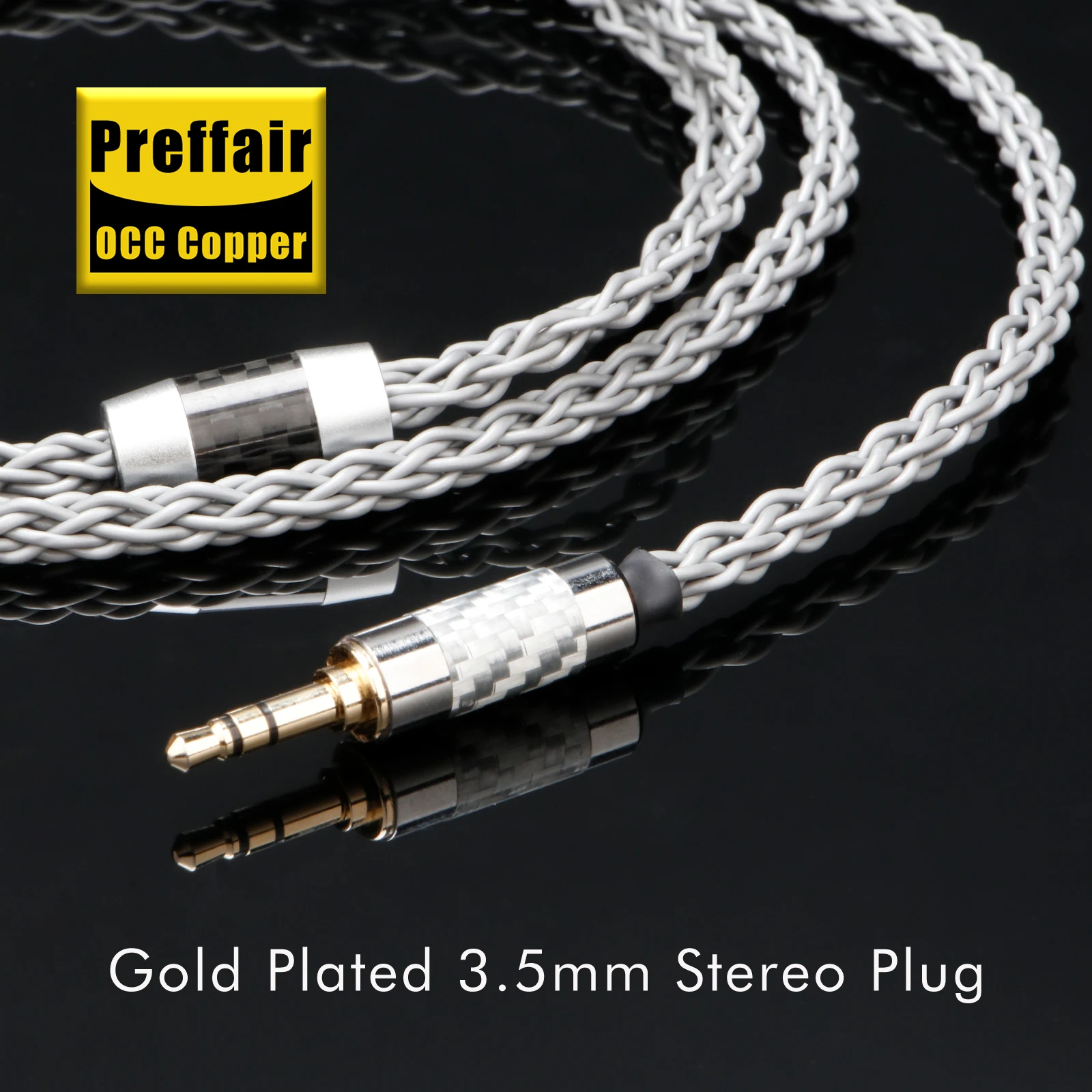 Preffair E541 Hifi Audio 8 Cores Headphone Wires Silver Plated 6.35/3.5/4.4mm to 2*3.5mm Stereo Male Cable HIFI Audio Aux Cable