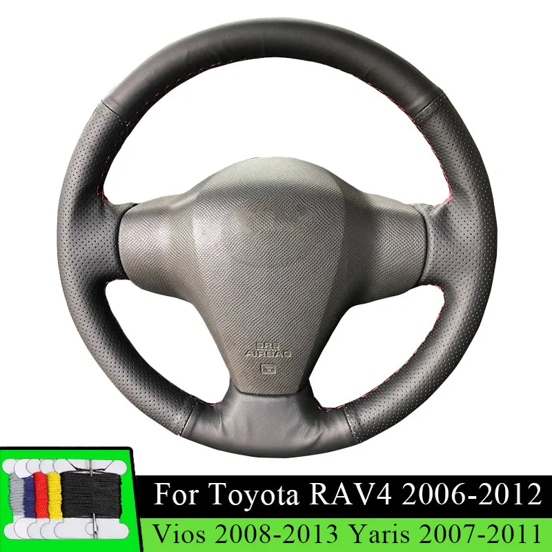 

Scratch-Resistant Car Steering Wheel Cover Microfiber Leather For Toyota RAV4 2006-2012 Vios 2008-2013 Yaris Auto Steering Wrap