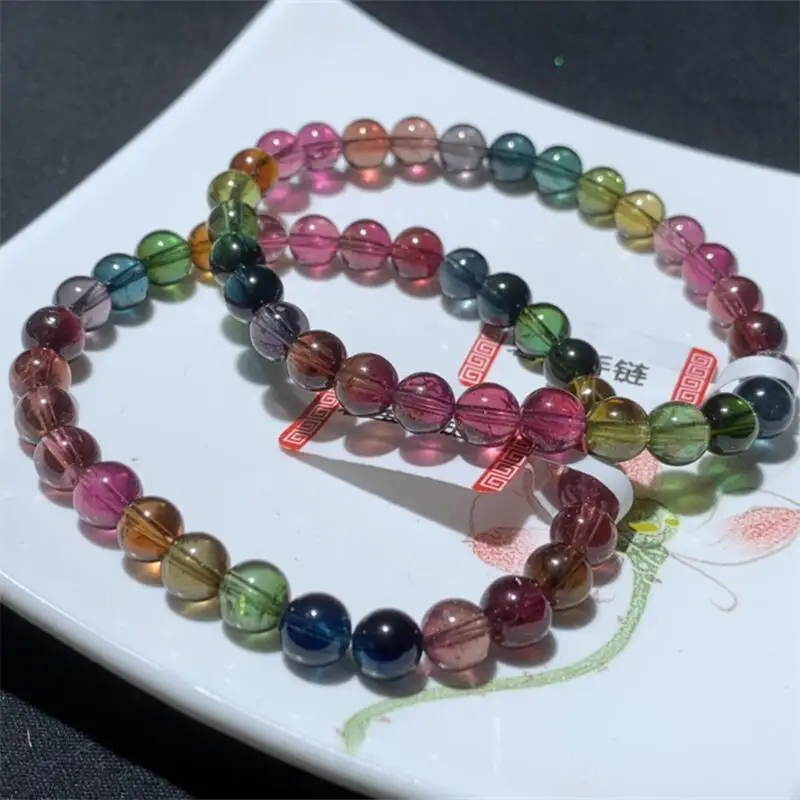 6MM Natural Tourmaline Bracelet Reiki Healing Fengshui Stone Fashion Jewelry For Women Holiday Gift 1PCS