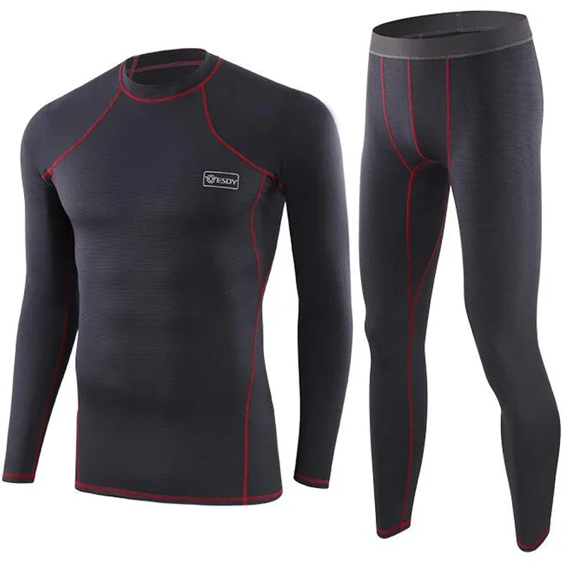 Winter Thermal Underwear Men Warm Fitness Fleece Legging Tight Undershirts Compression Quick Drying Thermo Long Johns Sets