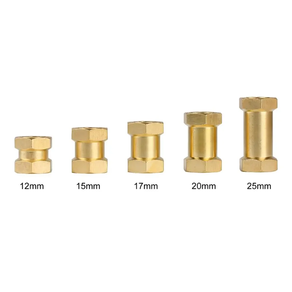 INJORA Heavier Brass Extended Adapter 12MM Wheel Hex 12/15/17/20/25MM for 1/10 RC Crawler Car Axial SCX10 90046 D90