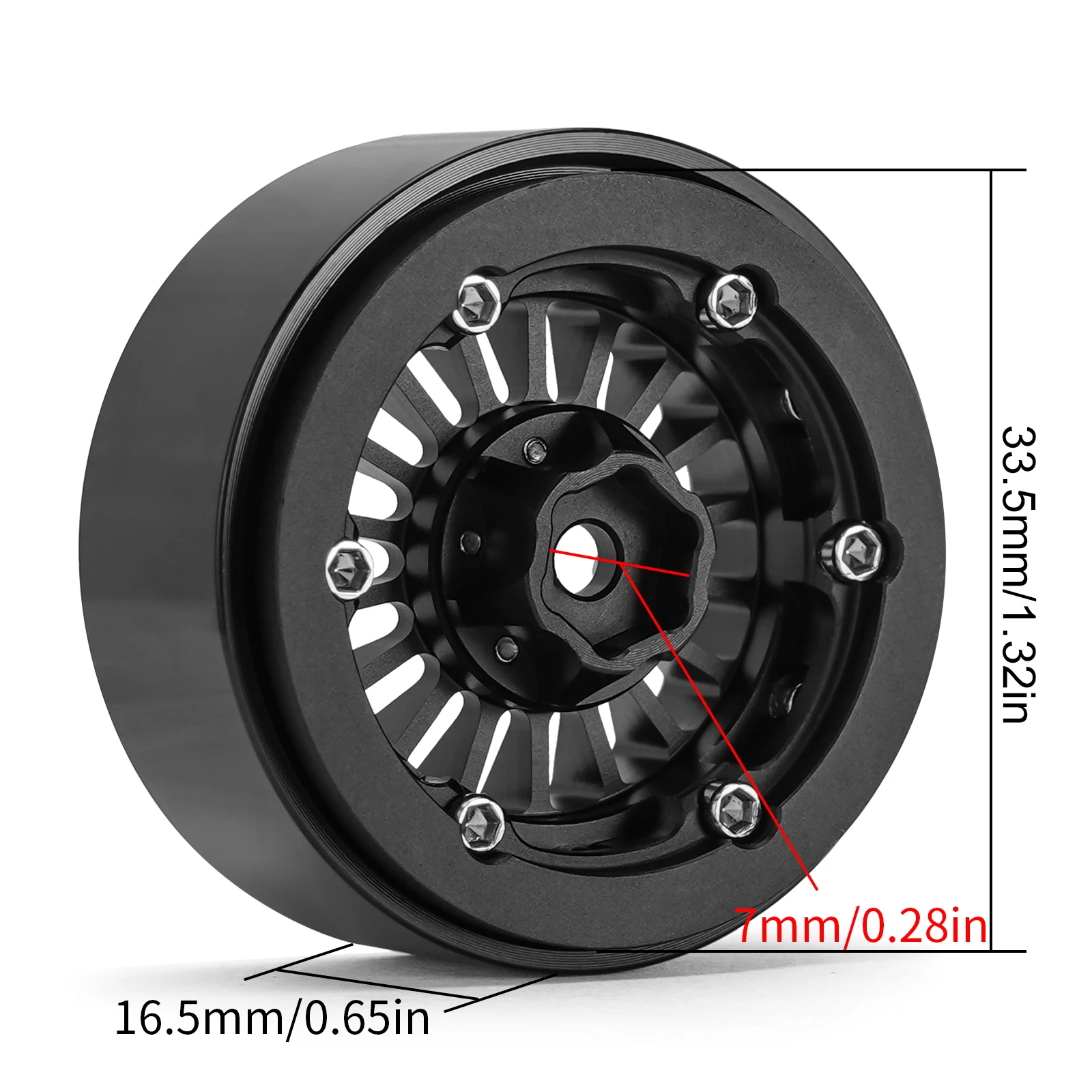 INJORA CNC 알루미늄 1.3" 1/24 1/18 RC 크롤러 자동차용 비드록 휠 림(W1303)