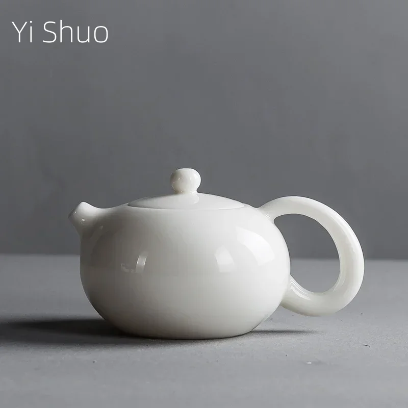 Ceramic Whiteware Jade Porcelain Tea Pot Beauties Pot Entirely Handmade Ceramic White Jade Teapot Set TieGuanYin Tea Porcelain