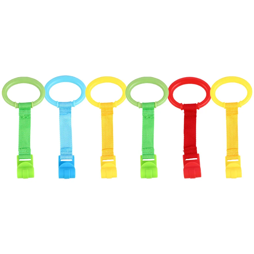 

6pcs Baby Standing Pull Colorful Crib Toy Accessories Nursery Stand Up Rings Toddler Learning Walking Tools Safe Growth Infant