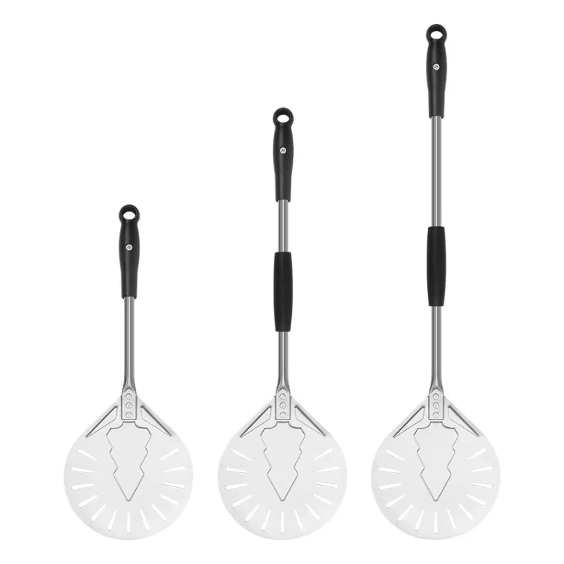 

Christmas gift 8-inch perforated small pizza turned Pittner stainless steel with retractable handle pizza oven accessories