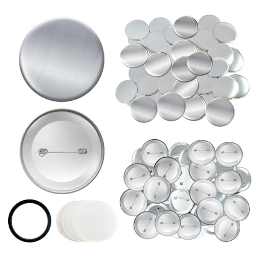 

150 PCS Button Maker Supplies 58mm/2.28 inch Button Supplies 50pcs Rust-Proof Metal Cover and Dutch Pin Back Cover and Clear Fi
