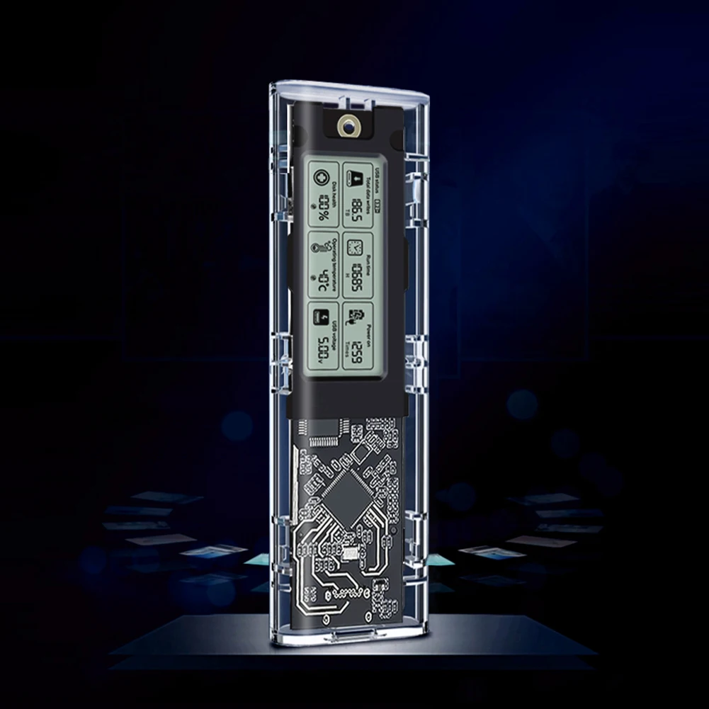 M.2NVME/NGFF Интеллектуальное цифровое обнаружение здоровья Стабильная передача Typc3.2 Корпус жесткого диска Корпус привода с цифровым дисплеем SL-TN10-P-AC
