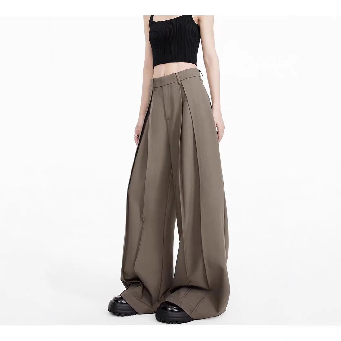 

Women's Wide Leg Pants Look Slim and Casual Khaki High Waisted and Drooping Suit Pants