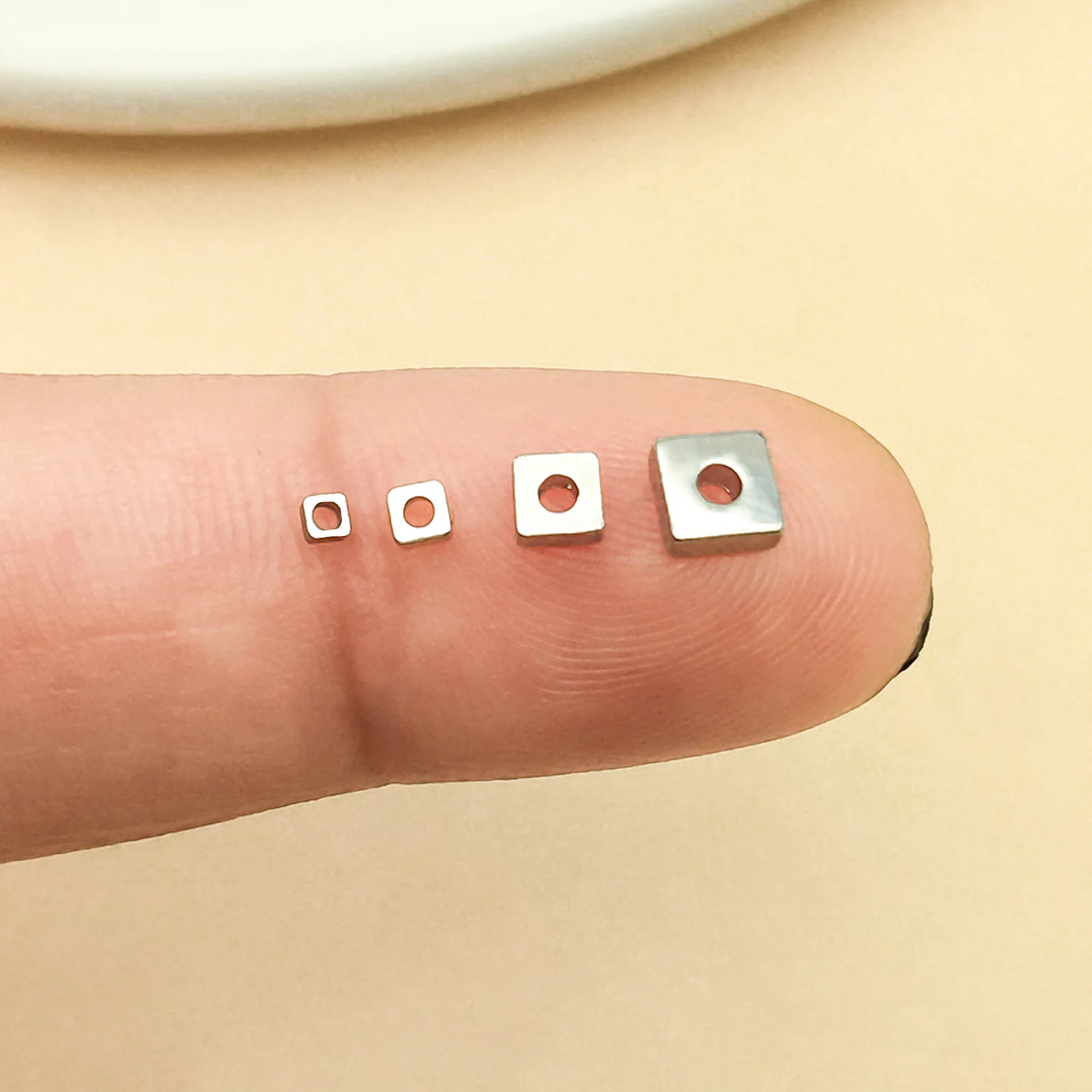 10pcs 18k gold-plated copper thick silver Square spacer beads Jewelry Making DIY Earrings Charms for Jewelry Bracelets Necklace
