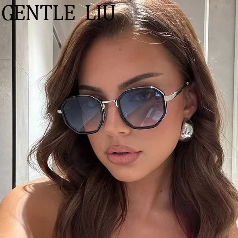 Vintage Octagon Sunglasses Women 2026 New Luxury Brand Punk Geometric Metal Frame Sun Glasses For Ladies Driving Shades Eyewear