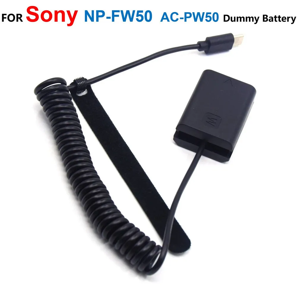 

AC-PW20 NP-FW50 Dummy Battery USB Type C Power Bank Cable For Sony NEXC3 NEXC5 NEX7 A3500 A5100 A5000 A7000 SLTA33 A7R A7M2 A7II