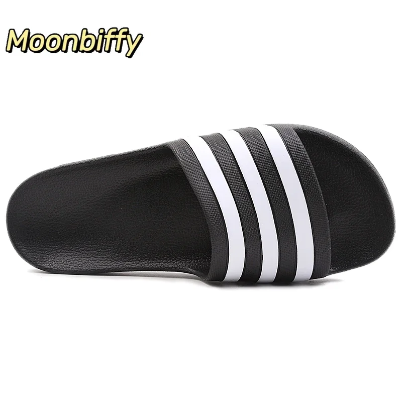 Slippers Men's Summer New Casual Striped Beach Flip Flops Male Female Designer Shoes Indoor Couple Bathroom Sliders Big Size