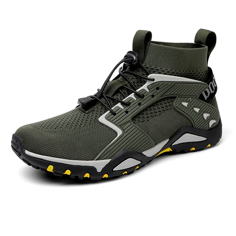 High-Top Barefoot Upstream Water Shoes Men Outdoor Outdoor Climbing Footwear High Elastic Breathable Hiking Trekking Sneakers