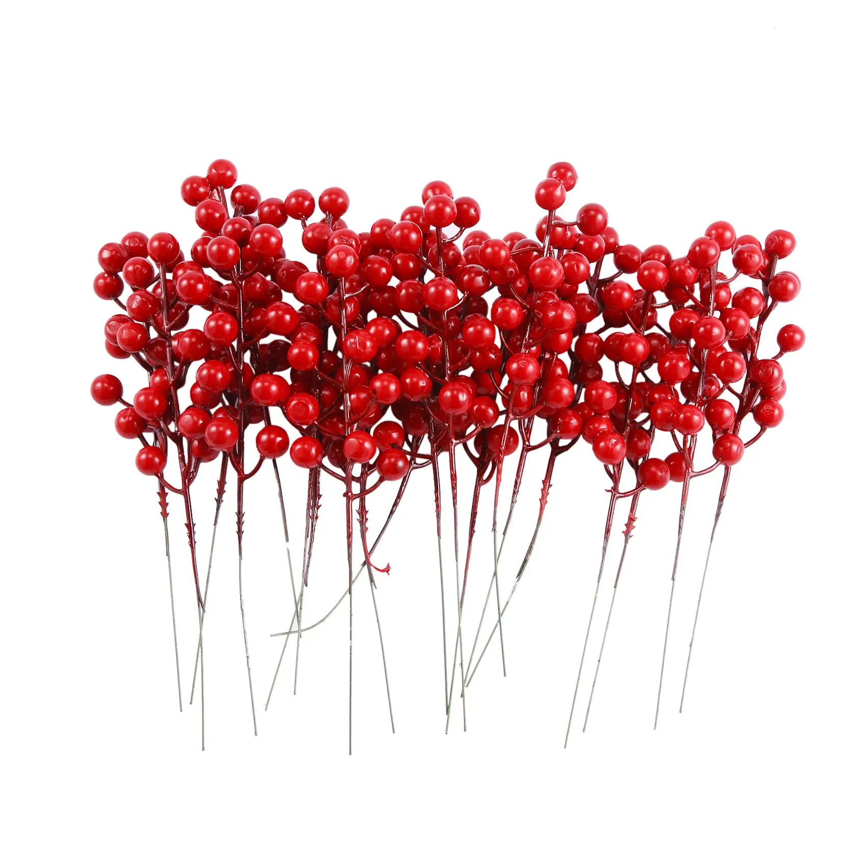 20 Pack 8inch Artificial Christmas Red Berries Stems for Christmas Tree Ornaments DIY Xmas Wreath Holiday and Home Decor