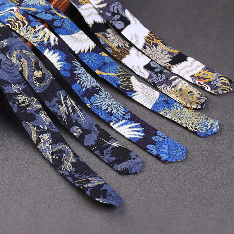 New Year's Antique Chinese Style Hair Accessories Unisex Printed Dragon Crane Long Ribbon Streamer Hair Rope Headband