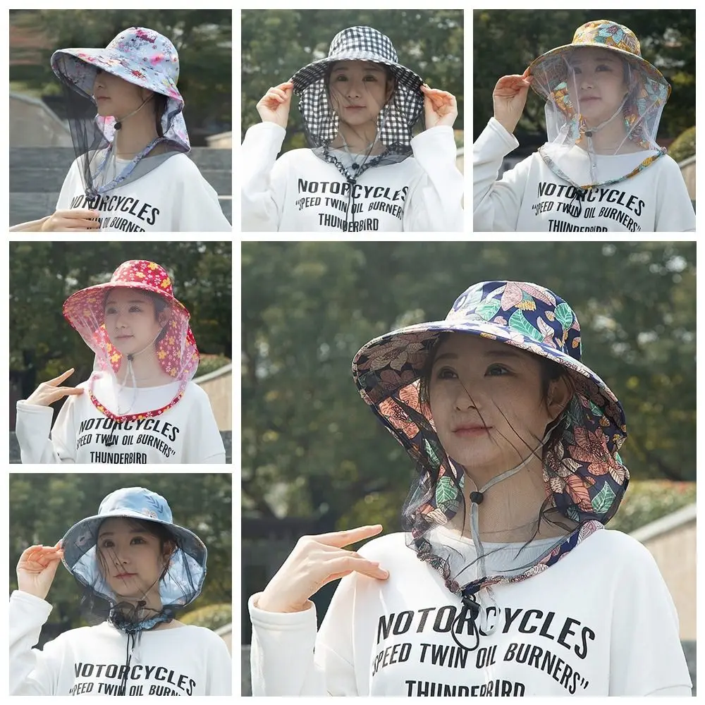 طباعة النحل البعوض قبعة الشمس حماية قناع الوجه شبكة الشاي قطف قبعة الأشعة فوق البنفسجية حماية تنفس ظلة شال قبعة مزرعة العمل