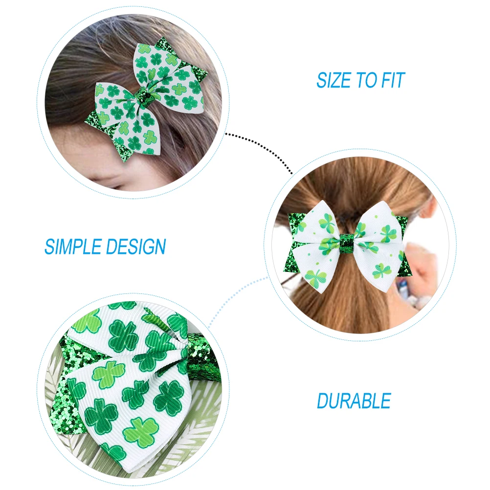 

4 Pcs Green Hairpin Decorative Clips Accessories Girls St.patricks Day Clasp Patty's Flower Irish Festival