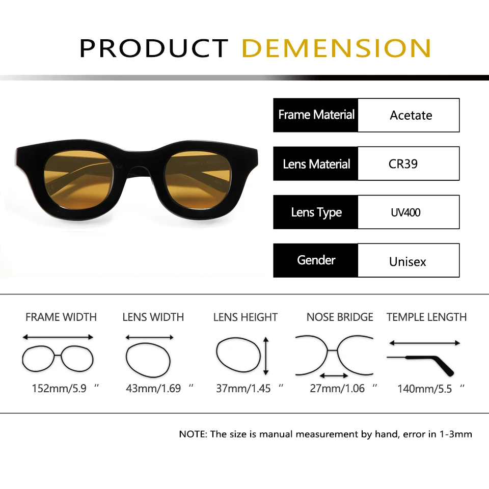 Rhud Designer-Sonnenbrille aus Acetat für Damen, Markendesigner, übergroße runde Farbtöne, Thierry Hip-Hop-Stil, Herren-Sonnenbrille, kein Markenlogo – Detail 1