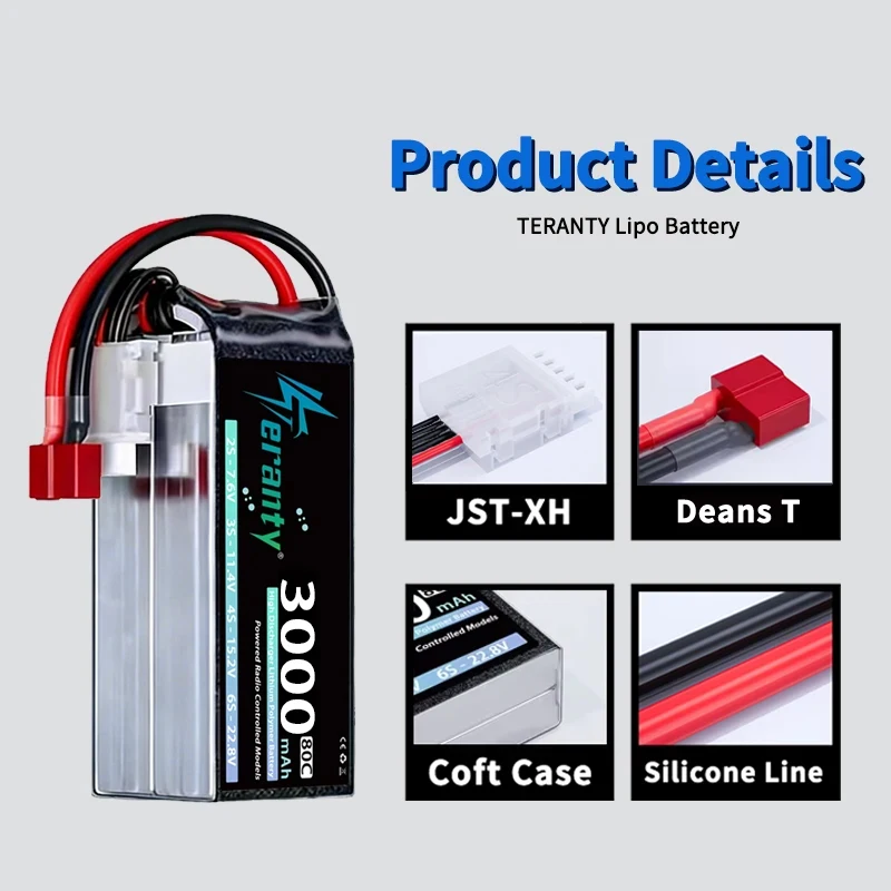 2Pcs TERANTY 14.8V 15.2V Lipo Battery 4S 3000mAh 60C 80C With T XT60 Plug for FPV Drone Airplane RC Car Truck Boat Model Parts