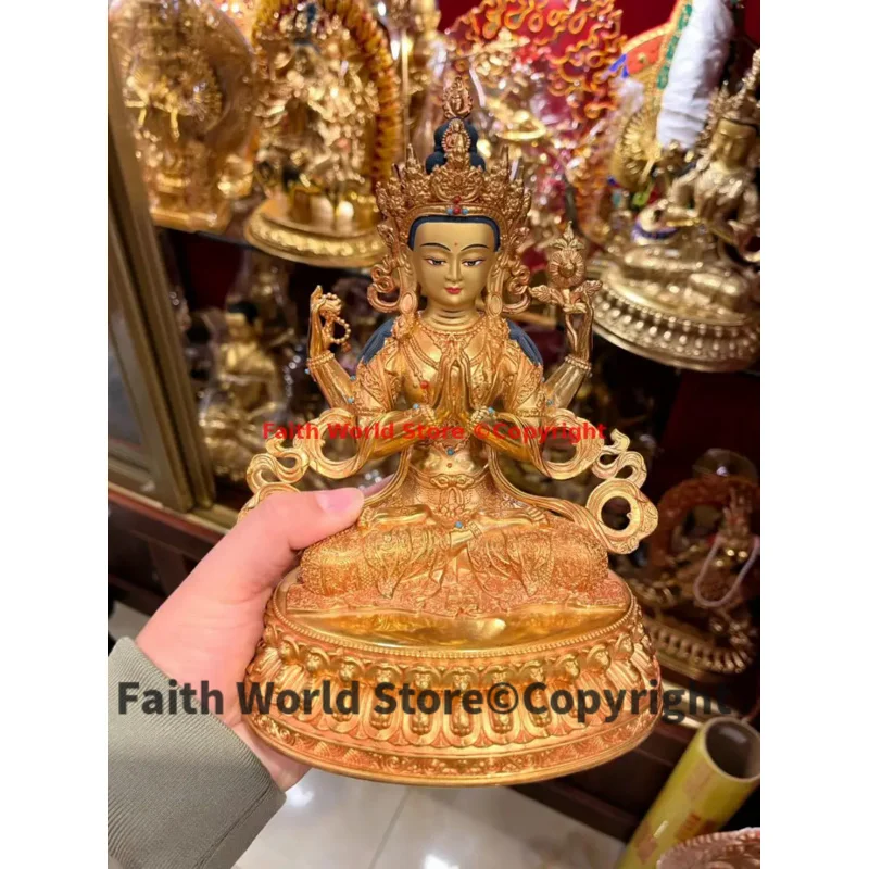 21CM Tantric Shadakshari Avalokitesvara Buddha statue Tibet Thailand Nepal Buddhism High quality copper efficacious protection