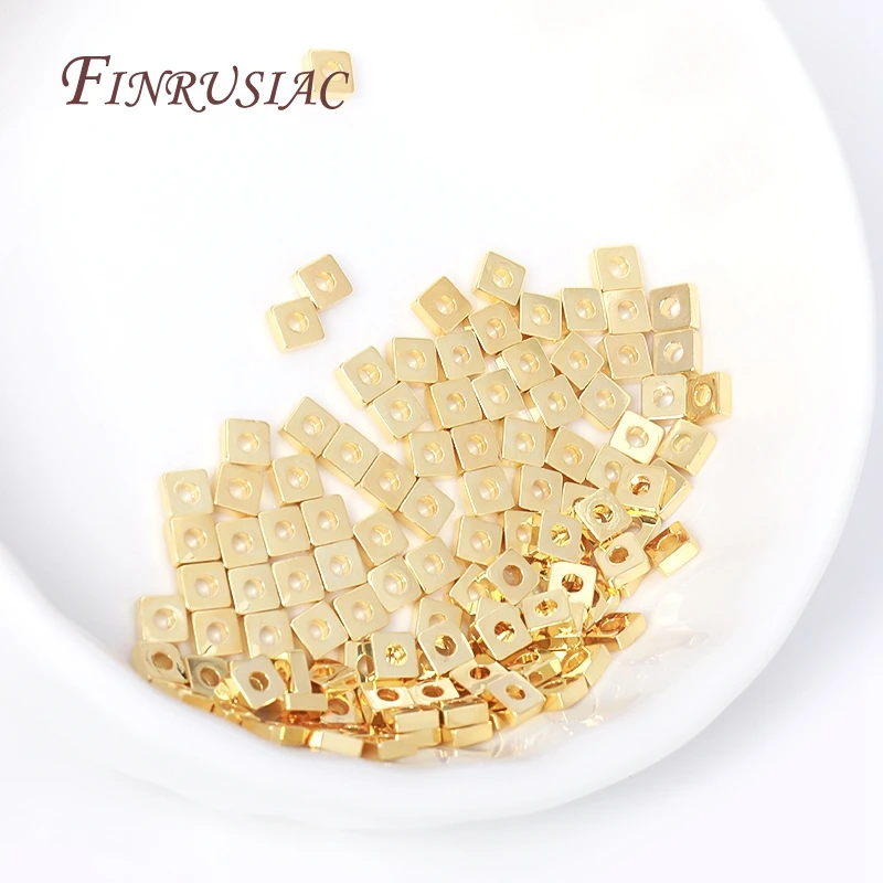 3mm 18 Karat vergoldete flache quadratische Abstands perlen für Perlen abscheider, hand gefertigtes Zubehör für die Herstellung von DIY-Schmuck – Detail 11