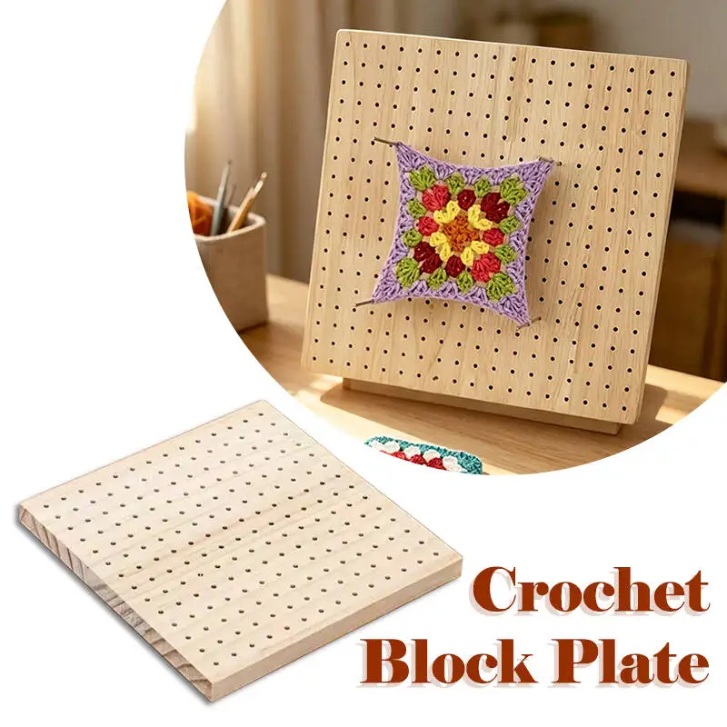Wooden Crochet Blocking Board Granny Square Block Plate Convenient Weaving Blocking Tool for Crocheting Knitting Handmade