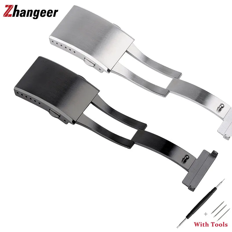 

High Quality Solid Stainless Steel Double Press Extended Folding Watch Buckle 18 20mm 22mm Metal Double Push Clasp Accessories