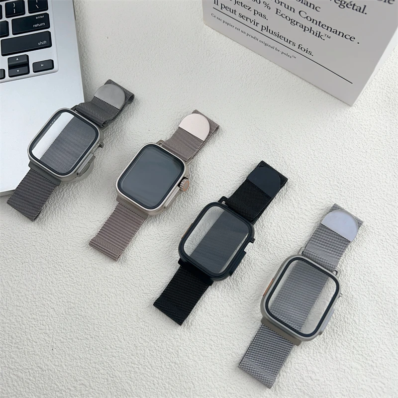 Metal Milano case + strap for Apple Watch Band 9 8 7 6 SE 5 4 49MM 41mm 40mm 44mm Strap Accessories Iwatch Series ultra 2 9 45mm