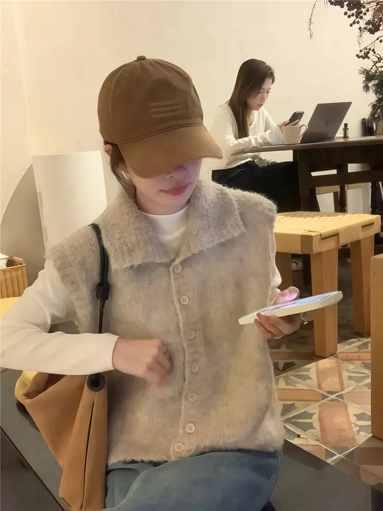 

Vests Waistcoats Thin Womens For Woman Winter Autumn Adjustable Abstract Bars Adult Ribbons All-Match Beaded Aesthetics Outdoors