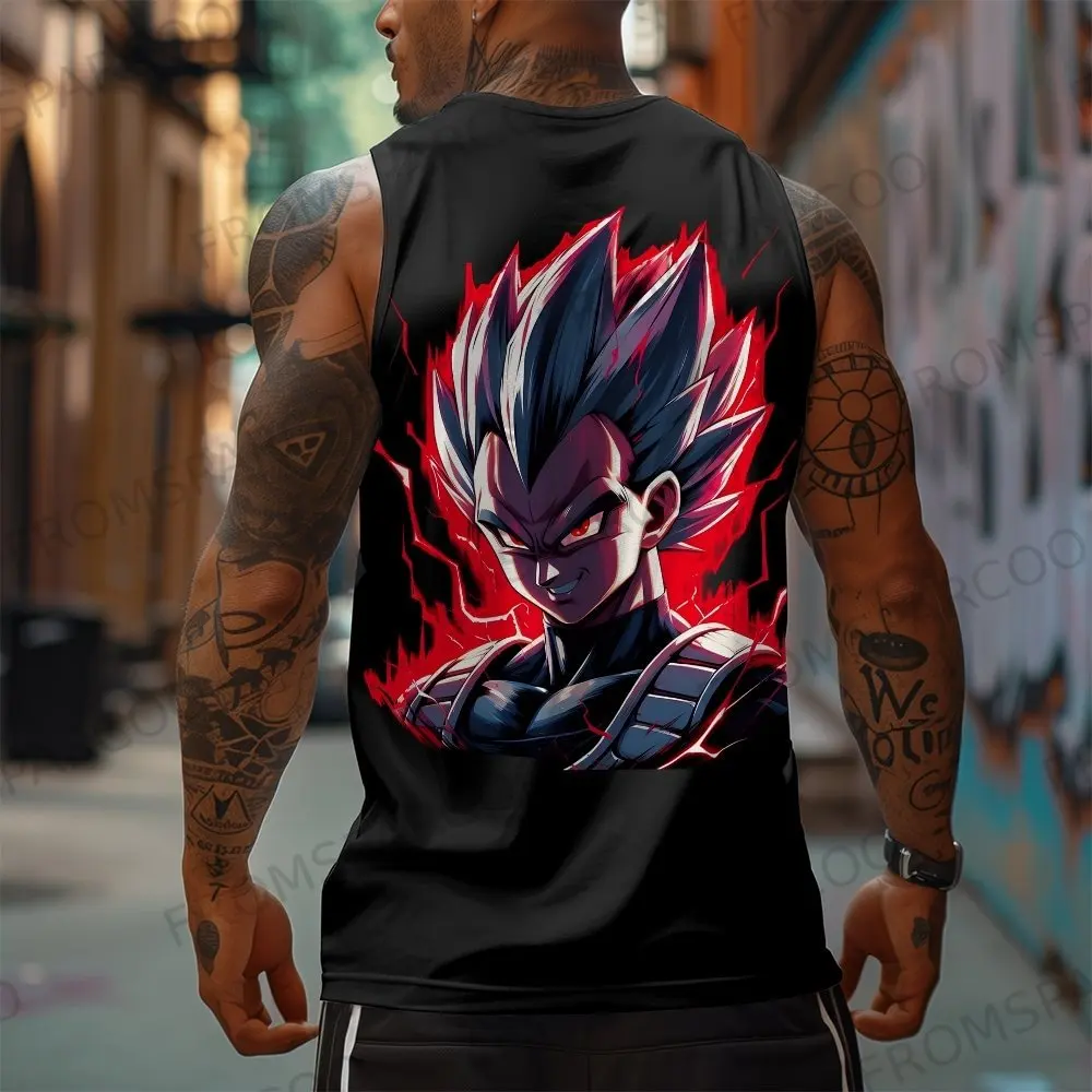 

2025 Dragon Ball Anime Goku Peripheral Print Tank Top Gym Men's Loose Sports Summer Fashion Pure Cotton Breathable Vest